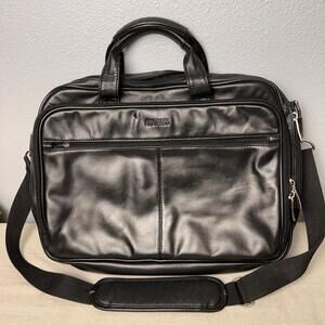 Kenneth Cole Reaction Laptop Bag Double Gusset Top Zip Black Shoulder Strap‎